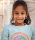 Happy child sharing positive review for handwriting class