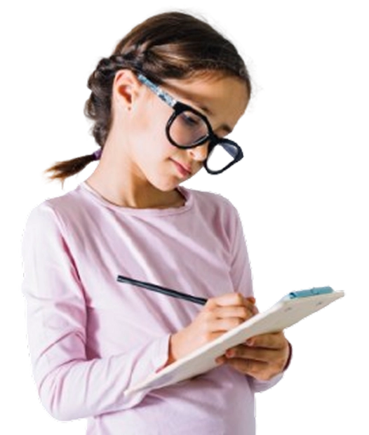 The girl is writing in the best online handwriting class for kids.